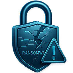 Icône de cyberattaque ransomware style AxonRecup – récupération de données chiffrées et infectées.