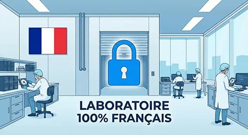 Laboratoire de récupération de données situé en France, illustrant la souveraineté des données sans aucune sous-traitance.