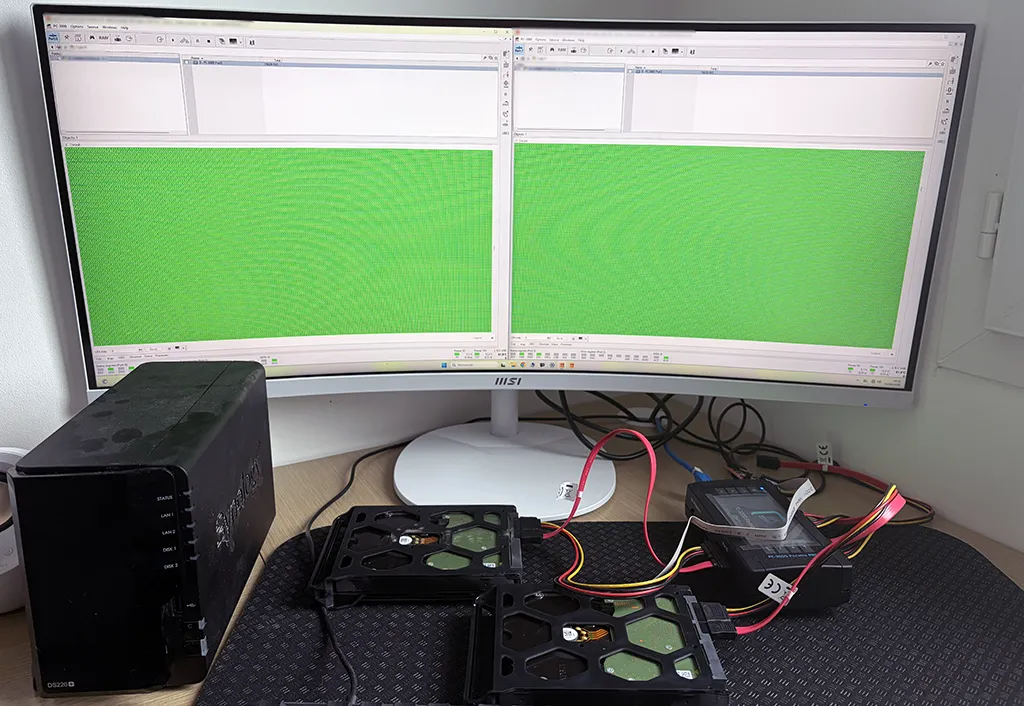 Cas client : récupération de données sur NAS Synology DS220+ en RAID 0 3 Récupération de données d'un NAS Synology RAID 0 avec clonage des deux disques durs du DS220+